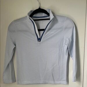 Vineyard Vines Boys Seersucker Ligh Blue and White Striped Half-Zip Size 7